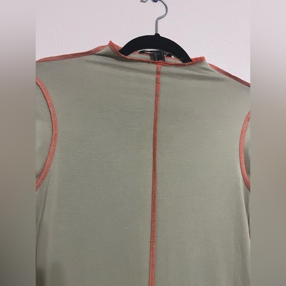 Forever 21 Green and Orange Stitch Seam Long Dress Size Small - Picture 3 of 6